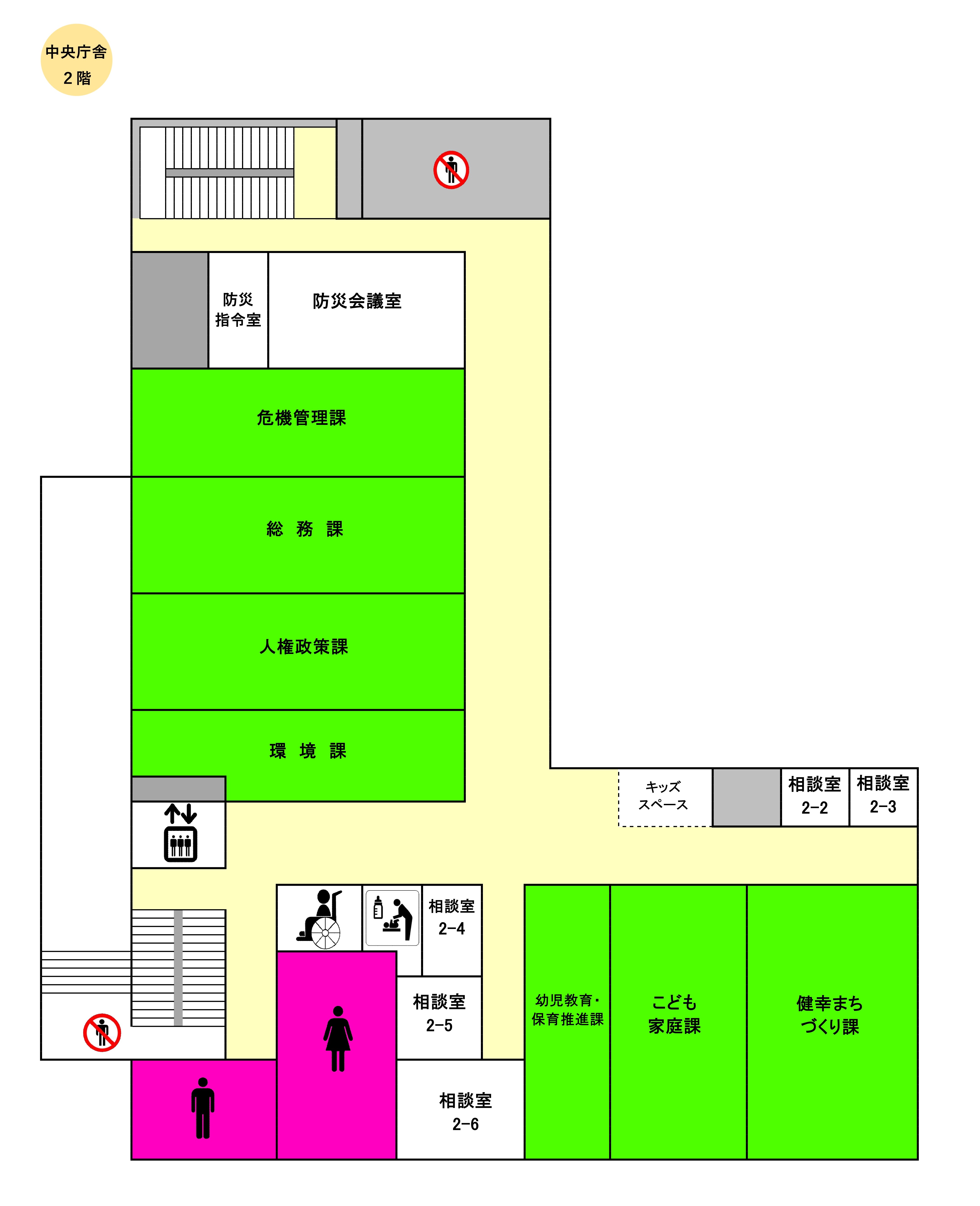 中央庁舎2階フロア図