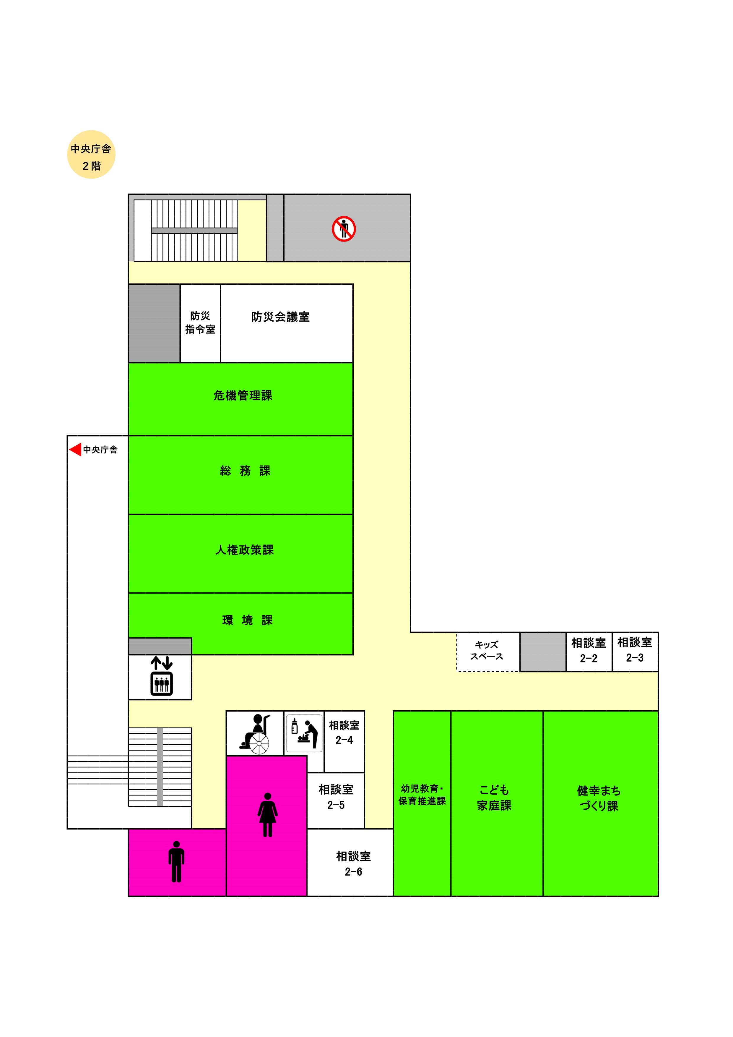 中央庁舎2階フロア図